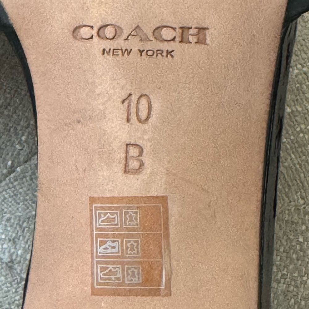 COACH Raven Stiletto Heels Black D’Orsay Calf Leather Brass Buckle Size 10 - Picture 7 of 8